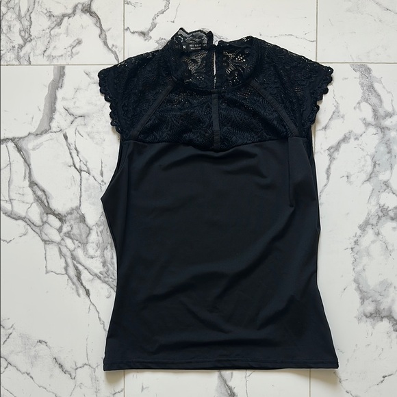 SHEIN Tops - SHEIN Lace Mock Neck Tank Top